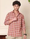 Blezza Men Checkered Casual Orange Shirt