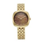 Titan Aura Phase Quartz Analog Brown Dial Golden Stainless Steel Strap Watch for Women-95241YM01