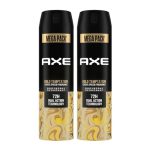 Axe Gold Temptation Long Lasting Deodorant Bodyspray For Men, 215ml, Pack of 2