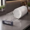 Plantex Stainless Steel Plate Stand for Kitchen Cabinet/14 Slot Plate Rack Organiser/Saucer/Dish Rack Organiser for Kitchen with Anti-Scratch Base (Size-4Inches, Slot- 14, Pack of 1)