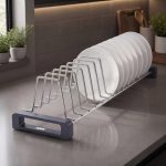 Plantex Stainless Steel Plate Stand for Kitchen Cabinet/14 Slot Plate Rack Organiser/Saucer/Dish Rack Organiser for Kitchen with Anti-Scratch Base (Size-4Inches, Slot- 14, Pack of 1)