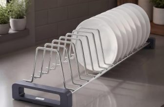 Plantex Stainless Steel Plate Stand for Kitchen Cabinet/14 Slot Plate Rack Organiser/Saucer/Dish Rack Organiser for Kitchen with Anti-Scratch Base (Size-4Inches, Slot- 14, Pack of 1)