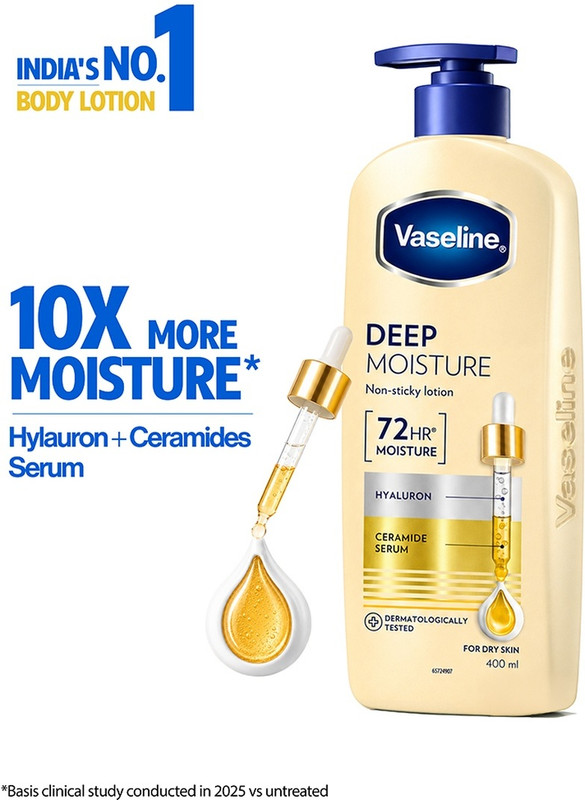 Vaseline Deep Moisture Non Sticky Body Lotion with Ceramide Hyaluron10X More(725 ml)