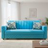 WAKESURE Premium Quality Velvet Fabric 3 Seater  Sofa(Finish Color – Aqua, DIY(Do-It-Yourself))