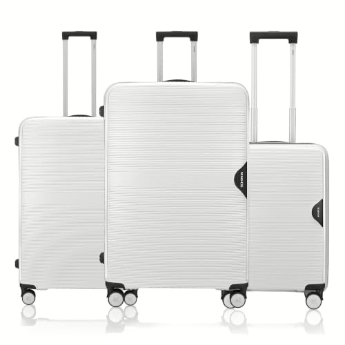 HRX Parabola 3-Piece Luggage Set Intergallcatic Grey Polypropylene Hard Shell Suitcase Set – Premium Travel Trolley Bags with 8 Spinner Wheels, Number Lock & Water Resistant Body