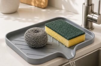 Clazkit Silicone Soap Tray for Kitchen Sink | Self-Draining Soap Dish with Waterfall Design | Flexible, Non-Slip Holder for Soap, Sponge & Brush