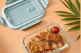 HomeWiz Glass Lunch Box 600ml | Microwave Safe Borosilicate Glass Food Container with Airtight Leak-Proof Lid | Lunch Box for Office, School, Meal Prep, Fridge & Dishwasher Safe | Sage Green