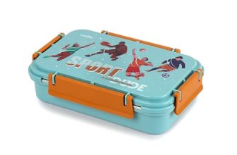 CELLO Delish Insulated Lunch Box, Sky Blue | Inner Stainless Steel Compartment | Silicon Seal in The Lid with 4 Sided Click Locks | Ideal for College,Office, Outdoor Activities