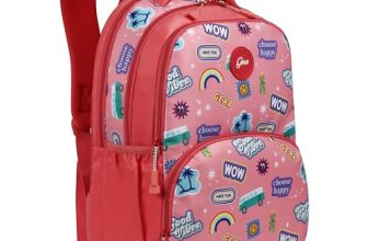 Gear Wow 17″/25L Medium Water Resistant School Bag/Casual Backpack/Daypack/4 Compartment Travel Backpack/Kids Bag for Girls – Pink