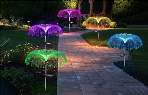 Solar Fiber Optic Garden Stake Lights, Color Changing, 2 Pack