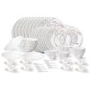 Larah by Borosil Boro Fluted Series Opalware Dinner Set | 63 Pieces for Family of 8 | Microwave & Dishwasher Safe | Bone-Ash Free | Crockery Set for Dining & Gifting | Plates & Bowls | White