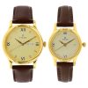 Titan Bandhan Quartz Analog With Day & Date Champagne Dial Brown Leather Strap Couple Watch – NT15802490YL05