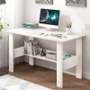 Amazon Brand – Solimo Study Table | Engineered Wood Computer Desk with Storage Shelf | Laptop & Writing Desk for Home Office & Students | White | L 90 x W 50 x H 77 cm