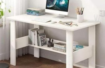 Amazon Brand – Solimo Study Table | Engineered Wood Computer Desk with Storage Shelf | Laptop & Writing Desk for Home Office & Students | White | L 90 x W 50 x H 77 cm