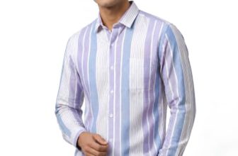EXOTICA STYLE Men’s Full Sleeve Striped Shirt | Spread Collar | Regular Fit | Casual Wear – 2XL Blue