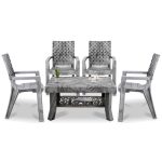 MAHARAJA Luxury Plastic Armchair & Table Set | Heavy-Duty & Sleek Design for Every Space (Silver, 4 Chair+1 Table)