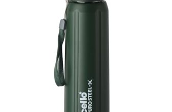 Cello Puro Steel X Spike 900 Water Bottle | Leak Proof & Refrigerator Safe | PU Insulated | Wide Mouth Opening | Keeps Content Cold for Long Hours | 730ml, Military Green