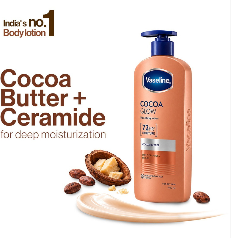 Vaseline Cocoa Glow Serum in Lotion With 100% Pure Cocoa Body Lotion For Dry Skin 725ml(725 ml)