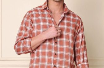 Blezza Men Checkered Casual Orange Shirt