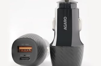 AGARO Pulse Car Charger, Dual Port with 51W Fast Car Charger with Dual Output (33W Pd Type C Port + 18W USB A Port), Fast Charging, for Smartphones, iPhones, Tablets, Earbuds & More – Black