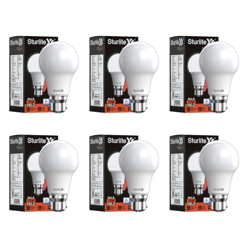 Sturlite Helo 10W LED Bulb| German Quality Certified With Advance CRI Technology| 15000 Hrs Rated Life and 900 Lumens Brightness| BIS and BEE Approved| B22 Base Energy Efficient Lighting – (Pack of 6)