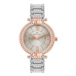 Daniel Klein Analog Silver Round Dial Silver Metal Strap Stone-Studded Water-Resistant Wrist Watch for Women Girls, Ladies DK11138-8