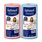 Softouch Non Woven Kitchen Towel Roll Pack of 2, 85 Wipes Per Roll – Reusable Cleaning Cloth Kitchen Cleaning Wipes for Countertop, Utensils, Oil, Spills, Home & Kitchen Cleaning
