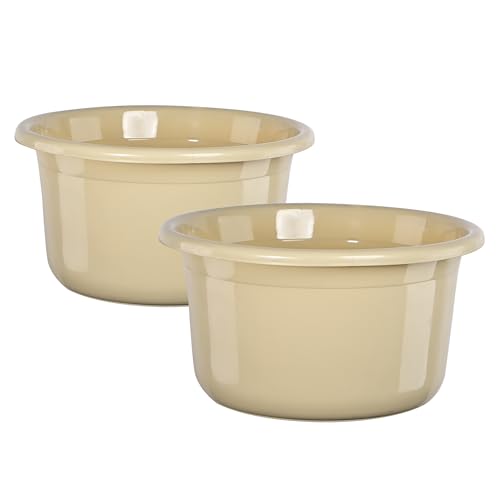 Kuber Industries 2 Pcs Plastic 25 Ltr Bathtub | Baby Bathing Tub for Home, Washroom & Kitchen Use | Lightweight and Multipurpose Water Tub | Suitable For Laundry and Cleaning – Beige