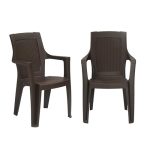 Nilkamal Mystique Plastic Chair with Armrest | Set of 2 | 3 Year Warranty | Heavy Duty Chair for Home, Living Room, Dining Room, Bedroom & Office | Stackable Polypropylene |Outdoor & Garden Use | SRB