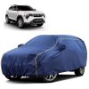 Sulfar 100% Water Resistant Car Body Cover Compatible with Mirror for Mahindra XUV 3XO (Triple Stitched, Full Bottom Elastic, Blue Tafetta with Yellow Piping)