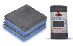 Shalimar Multi-Purpose Microfiber Soft Cleaning Towels for Car and Bike, Home, Glass Cleaning Cloth Pack of -4 (Blue and Grey)