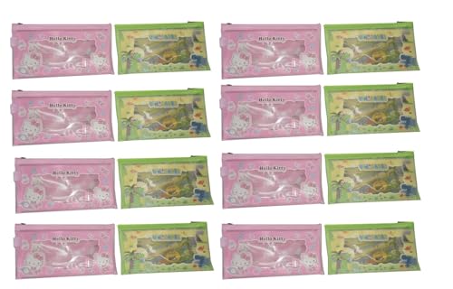 Crackles Birthday Return Gifts Cartoon Stationery Set for Kids Contatining A Ruler, two Pencils, Sharpener, Erasera and a mini note pad in pouch – Pack of 6