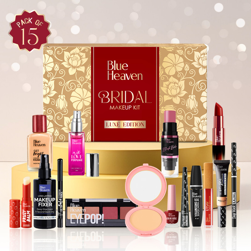 BLUE HEAVEN Bridal Makeup Kit Luxe Edition Makeup Gifting Combo Set for Women – Pack of 15