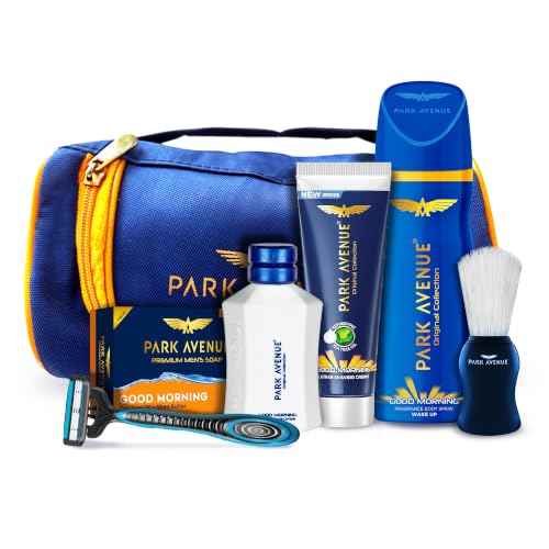 Park Avenue Good Morning Grooming Collection 7 in-1 Combo Grooming Kit for Men | Gift Set for Men | Father’s Day Gift for Dad | Shaving Kit for Men | Shaving Foam | After Shave | Gift Hamper for Men, Husband, Boyfriend | Free Travel Pouch Inside