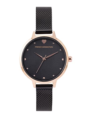 French Connection Women’s Amour Analog Watch Black Strap-FCN00018E