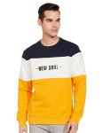 Amazon Brand – Symbol Men’s Cotton Blend Crew Neck Regular Sweatshirt (SYM-A23-SW-29_Yellow,Navy,Ecru Mel_S)