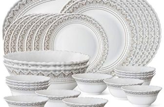 Larah by Borosil Fluted Series Classic Opalware Dinner Set | 27 Piece for Family of 6 | Microwave & Dishwasher Safe | Bone-Ash Free | Crockery Set for Dining & Gifting | Plates & Bowls | White