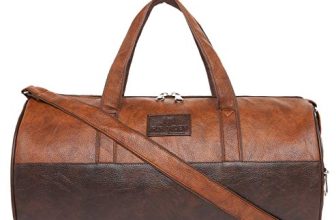 Fur Jaden Tan Leatherette Gym Bag for Men Women Boys Girls Travel Duffle Weekender Bag 23L