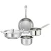 Lifelong Stainless Steel Cookware Set of 5, Silver, Induction Compatible with Kadhai, Fry Pan, Saucepan, and Tope, Dishwasher Safe