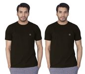 Lux Nitro Pack of 2 Men’s Round Neck Solid Tshirt Black