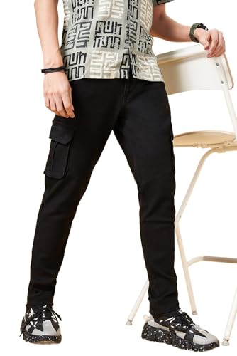 Men’s People Black Jeans Skinny Fit,Jet Black,28