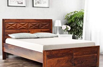 HomeTown Barcelona Sheesham Wood Queen Size Bed in Honey Colour