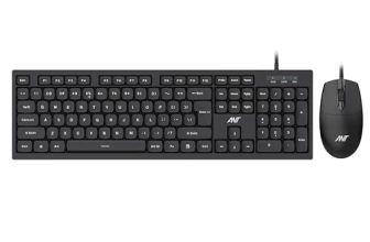 Ant MASTER10 Full Size Wired Keyboard and Mouse Combo, 104 Keys, 6 Anti-Ghosting, Membrane Switch, 3D Optical Mouse, 1200 DPI, USB Plug & Play, for Windows, Mac, Linux – Black