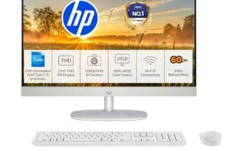 HP All-in-One, 13th Gen Intel Core i5-1334U, 8GB DDR4, 512GB SSD, FHD, 23.8”(60.5cm), Win 11, Office 24, Shell White, 5.26kg, cr0552in, Dual 2 W Speakers, FHD IR Camera, Anti-Glare, Desktop