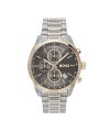 BOSS Grand Prix 44 Qtz Fashion Chrono Grey Round Dial Men’s Watch|Two Tone Stainless Steel Material|Silver Color Band – 1514252