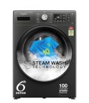 Whirlpool Smart Choice 9 Kg Steam Wash Technology 5 Star Inverter Front Load Fully Automatic Washing Machine with In-Built Heater (SUPREME CARE 9014-E, Midnight Grey, 100+ Tough Stains, 1400 RPM)