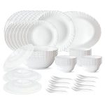 Larah by Borosil 47 pc Opalware Dinner Set for Family of 8 (White)