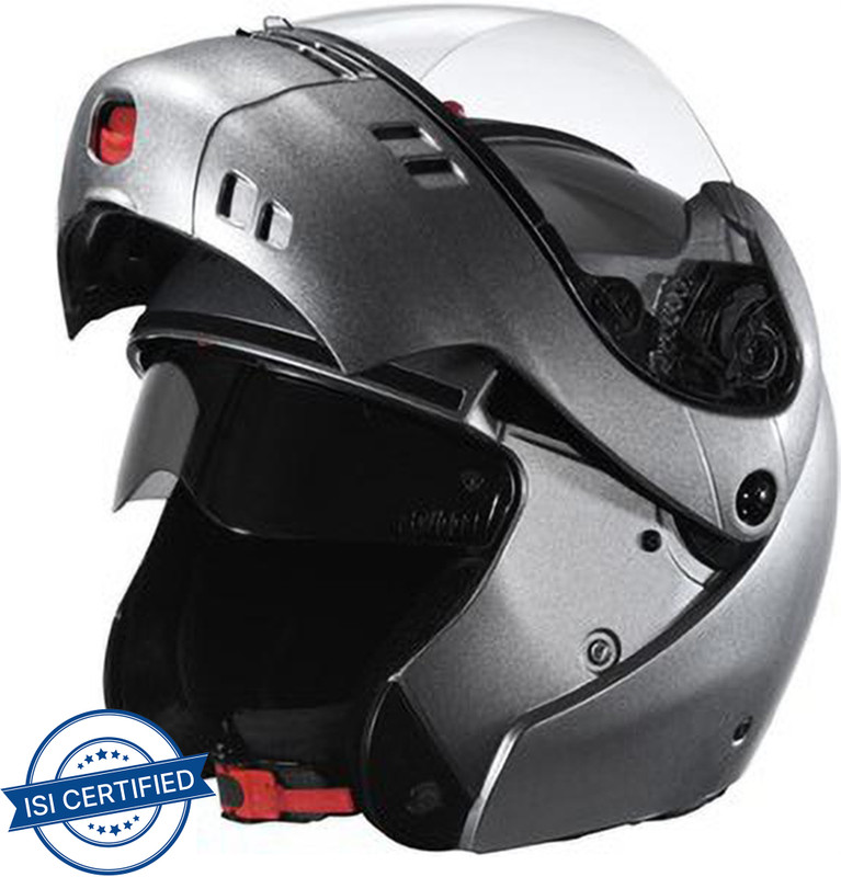 STUDDS Ninja 3G Double Visor Motorbike Helmet(Silver Grey)