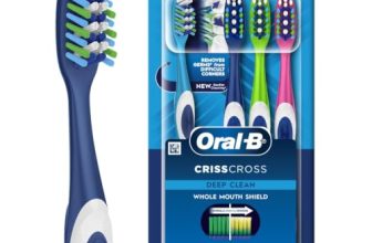Oral-B Criss Cross Deep Clean Medium Bristles Manual Toothbrush For Adults,Tongue Cleaner, Multicolour Tooth Brush Set, Oral B Dentist Recommended Brand (Family Pack of 4)