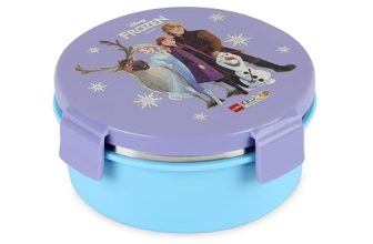 CELLO Kidzbee Pluto Frozen Family Insulated Kids Lunch Box, Purple | Silicone Food-Grade Seal Lid | 3D Touch & Feel Designs Tiffin | Leak Proof & Secure 4 Sided Click Locks | Ideal for School & Picnic